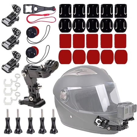 Motorcycle Helmet Chin Mount Kit, 180° Adjustable Camera Bracket for GoPro Hero 13 12 11 10 9 8 7 6 5 4 3 2 1, DJI Osmo AKASO Action Camera Accessories for POV Vlog Recording