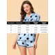 thumbnail image 4 of Conjunto de pijama de satén con camiseta y pantalones cortos con lunares para mujer, azul medio, 4 of 5