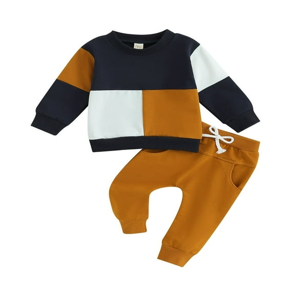 Cozy and Trendy Fall Outfits for Toddler Boys Contrast Color Sweatshirts and Long Pants