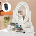 thumbnail image 3 of Modern Vanity Desk with LED Lighted Mirror and Stool, Dressing Table with 3 Drawers for Makeup, Jewelry, and Daily Use, 3 of 7