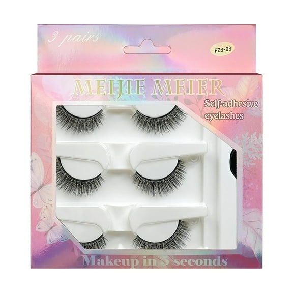 Betivan Self Adhesive Eyelashes Natural Wispy Lashes No Glue Needed Reusable Faux Mink False Lashes 3D Volume C Curl