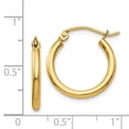 thumbnail image 4 of Real 14kt Yellow Gold Polished 2mm Lightweight Tube Hoop Earrings; for Adults and Teens; for Women and Men, 4 of 4