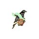 thumbnail image 1 of Broche creativo con forma de cuervo y flores con lazo en forma de media luna, con plumas negras de cuervo, ropa de moda divertida, 1 of 6