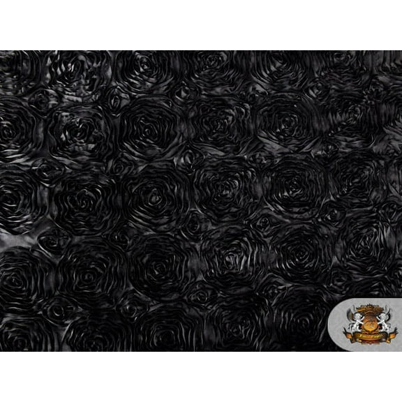 Rosette Satin Fabric BLACK / 54" Wide / Sold by the yard