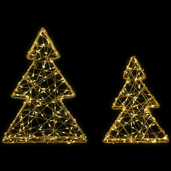Northlight LED Lighted Wire Christmas Tree Decorations - 14" - Gold - Set of 2