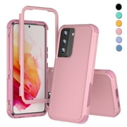 Xhy for Samsung Galaxy S22 Case 2022 Rugged Rubber Durable 3 in 1 Protective Samsung S22 5G Phone Cover for Girl Men Women Cute (Pink)