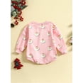 thumbnail image 3 of TSEXIEFOOFU Infant Baby Girls Christmas Romper Santa Print Round Neck Long Sleeve Bodysuits, 3 of 9