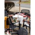 thumbnail image 4 of Outdoor Tablecloth with Umbrella Hole and Zipper, Black Christmas Square Table Cloth 60x60 Inch Waterproof Tablecloth, Red Snowman Xmas Tree Snowflake Winter Picnic Table Cover for Patio Camping, 4 of 7