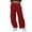 Red(Womens Pants), variant on GUACER Womens Wide Leg Cargo Pants High Waisted Elastic Casual Trousers with Knee Detail Streetwear Fashion Pants
