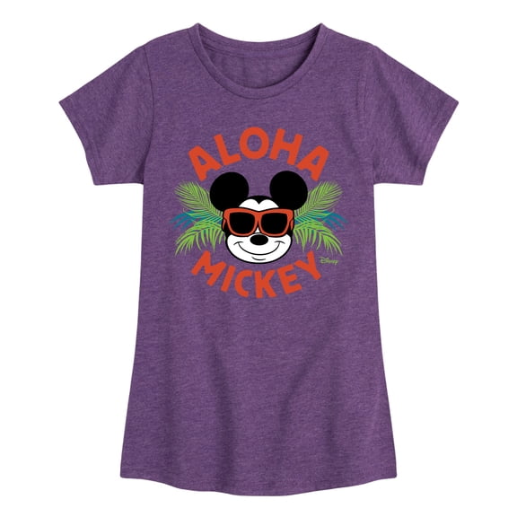 Disney - Aloha Mickey - Girls Fitted Short Sleeve Tee