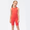 thumbnail image 4 of Girls Tight-Fit Knee-Length Shorts, High-Waist Yoga Running Shorts for Kids, Breathable Dance Training Capri Leggings, Quick-Dry Workout Shorts for Age 5-13 Watermelon Red 150, 4 of 9