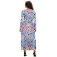 thumbnail image 2 of FKELYI Blue Pink Butterfly Print Womens Fall Maxi Dress V-Neck Long Sleeve Casual Dress with Pocket A-Line Flowy Tiered Dresses for Spring Winter, 2XL, 2 of 6