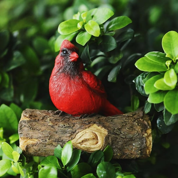 Estatuilla de cardenal en miniatura, estatua de pájaro de resina en árbol, escultura de jardín al aire libre, arte de patio para decoración para fiesta de Navidad, regalos