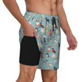 thumbnail image 3 of Picia Animal Dog pattern Mens Swim Trunks with Compression Liner Stretch Beach Shorts Quick Dry with Zipper Pockets No-Chafing Board Shorts-XX-Large, 3 of 9
