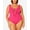 Pink, variant on Bleu Rod Beattie Womens Plus Ruffled Cut-Out One-Piece Swimsuit Black 16W