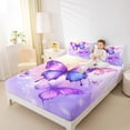 thumbnail image 3 of Manfei Cartoon Butterfly Child Queen Sheet Sets, Purple Flat Sheet, Cute Dreamy Animal Queen Fitted Sheet, Lightweight Room Decor, 4-Piece, 3 of 6