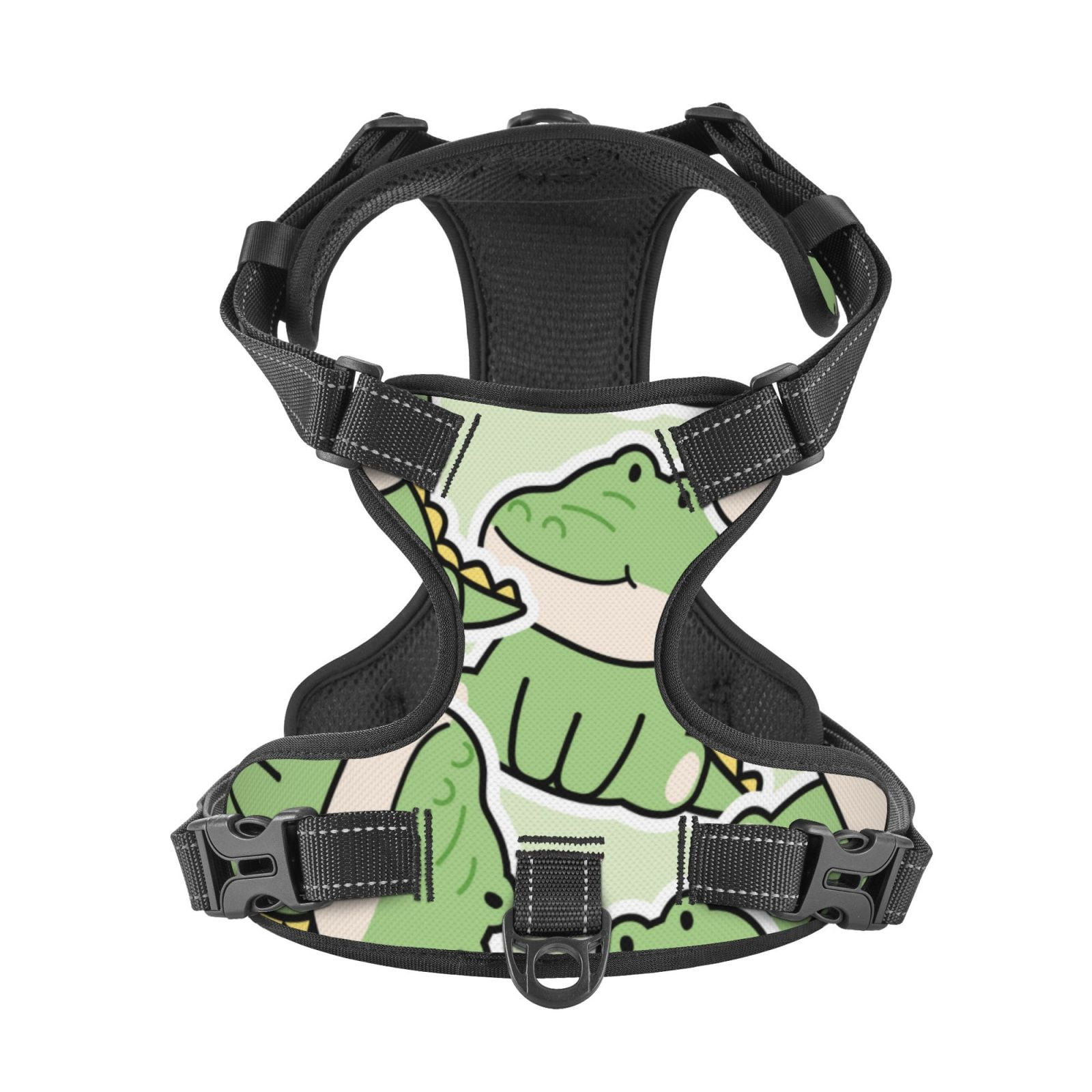 Kdxio Cute Crocodile Print No Pull Dog Harness Adjustable Reflective Oxford Easy Control Medium Large Dog Harness for Training and Everyday-Large