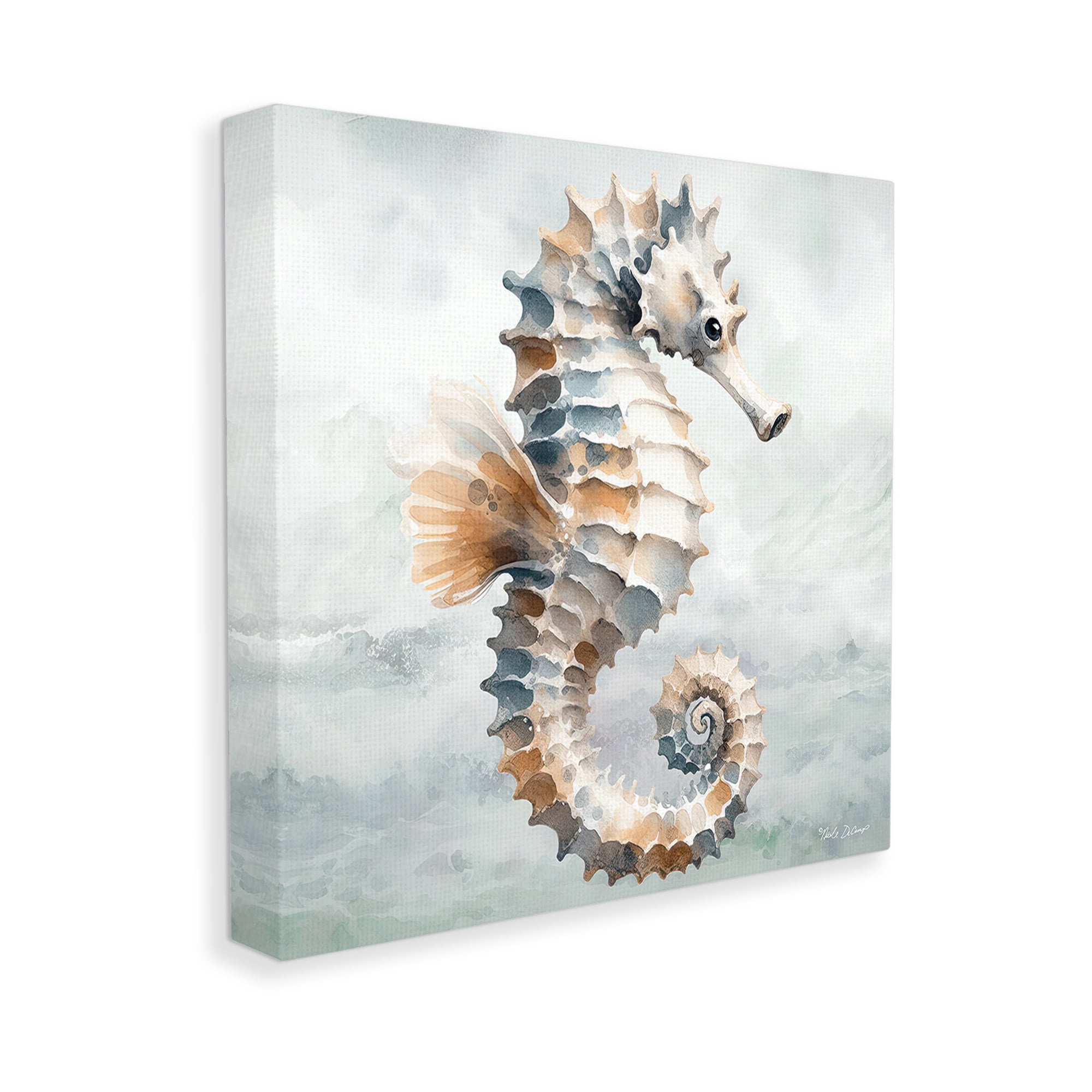 Stupell Industries Detailed Ocean Seahorse Animals & Insects Painting Gallery Wrapped Canvas Art Print Wall Art, 36 x 36
