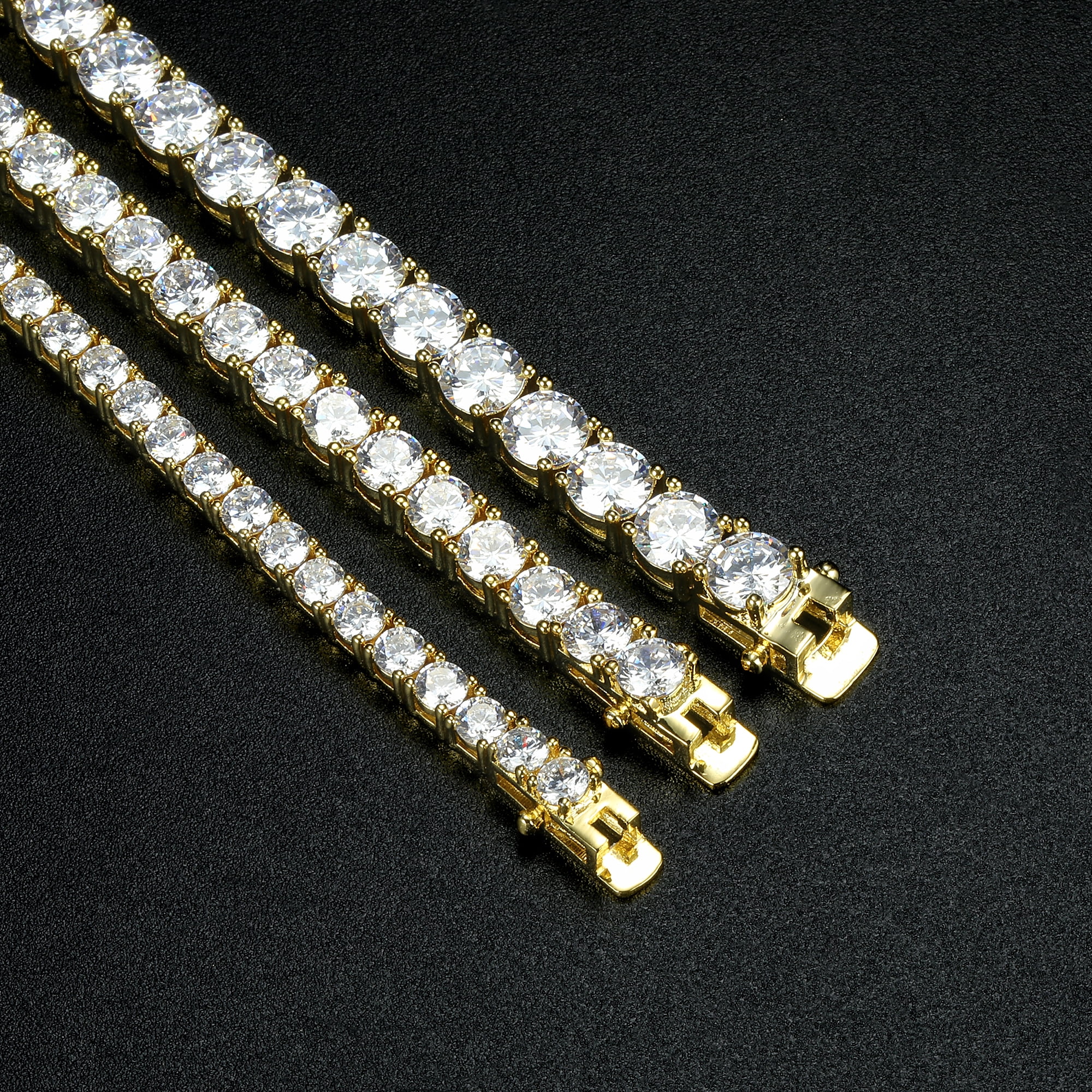 GMESME 18K Gold Plated 6.0mm Round Brilliant Cut Cubic Zirconia Classic Graduation Tennis Bracelet for Women Men Girls 8.5 Inch