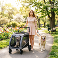 thumbnail image 3 of ModFurne Large Pet Stroller for Dogs, Foldable Travel Jogging Stroller with Storage Bag, Adjustable Handle and Lockable Wheels, Gray, 3 of 8