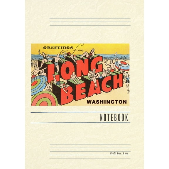 Vintage Lined Notebook Greetings from Long Beach, Washington, (Paperback)