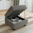 thumbnail image 3 of HONBAY Velvet Square Ottoman Module for Modular Sectional Sofa, Storage Footrest, Dull Grey, 3 of 6