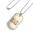 thumbnail image 2 of Noel Christmas Holly Poinsettias Military Dog Tag Pendant Necklace with Chain, 2 of 5