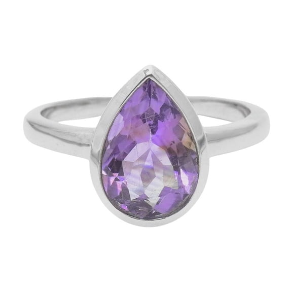 Minimalistic Ring Pear Amethyst ring Gemstone ring 925 sterling silver ring women's ring gift for her