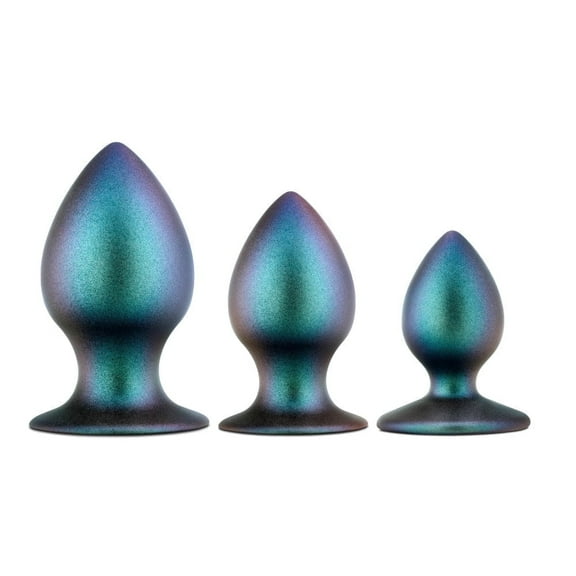 Eden Anal Adventures Matrix - Silicone Metaverse Training Kit, 3 Progressive Plugs, StayPut Design, Iridescent Finish, Blue