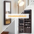 thumbnail image 2 of PRZL Wall Door Mounted Jewelry Cabinet with Full Length Mirror, Lockable Over Door Jewelry Armoire with LED Lights, 47.5" Large Jewelry Storage Organizer with 6 Drawers, Espresso, 2 of 15