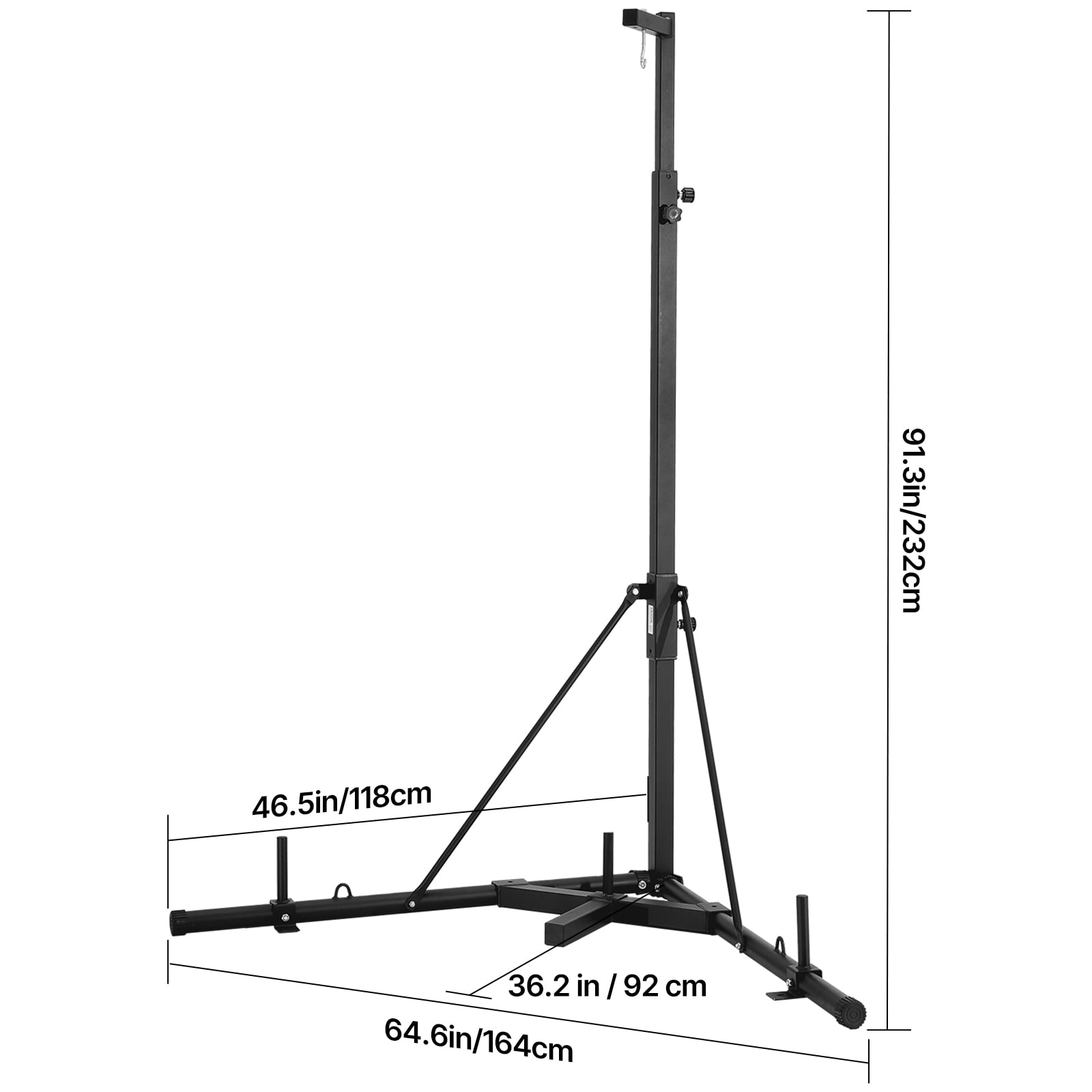 VEVOR Punching Bag Stand, Steel Heavy Duty Workout Training Equipment, Adjustable Height Boxing Punching Stand with Weighted Base, Holds Up to 140 lbs, Freestanding Sandbag Rack for Home Gym Fitness
