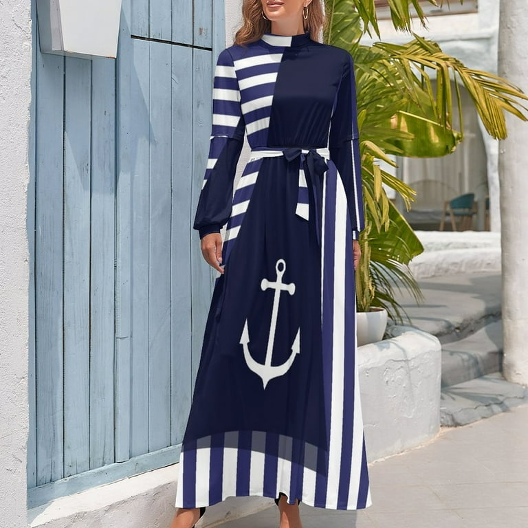 knee length dresses for ladies Girls White Nautical Sailor Dress 4T