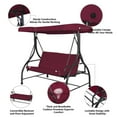 thumbnail image 3 of GVN 3 Seats Converting Outdoor Swing Canopy Hammock with Adjustable Tilt Canopy-Dark Red, Porch Swing Hanging Bench, Outdoor Swing Bench for Patio, Yard, Garden, 3 of 5