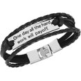 thumbnail image 1 of shiyou-Braided Multi-Layered Inspiration Bracelets Leather Woven Surfer Cuff Rope Strands Wristband for Men Women, 1 of 4