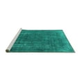 thumbnail image 2 of Ahgly Company Machine Washable Indoor Square Oriental Turquoise Blue Industrial Area Rugs, 7' Square, 2 of 4