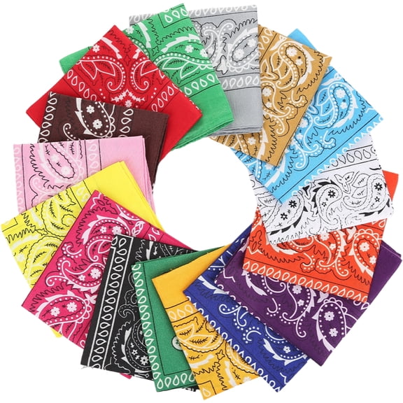 16 pieces Bandanas Paisley Print Novelty Headband Cowboy Headwraps Scarfs Hair Head Bandana for Women Men