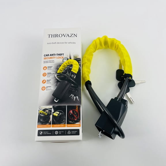 THROVAZN Anti-theft devices for vehicles,Car Steering Wheel Lock, Max 17 Inch Length (Yellow)