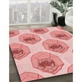 thumbnail image 3 of Ahgly Company Tapis de Zone Rond d'Intérieur Transitionnel Rose, Lavable à la Machine, 5 Pieds Rond, 3 of 7