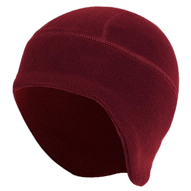 Bonnets de Cyclisme Doublure de Chapeau avec Trous pour Lunettes Bonnet d'Hiver Rouge