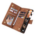 thumbnail image 4 of TECH CIRCLE Galaxy S23 Ultra Wallet Case, Soft Classy Leather Zipper Purse Case Magnetic Detachable Folio Flip Stand Cover with Credit Card Slots/Driver License for Samsung Galaxy S23 Ultrra,Brown, 4 of 8