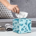 thumbnail image 6 of Picia Winter Warmth Blue Knitted Pattern Tissue Box Cover,PVC Leather Square Holder,Tissue Box Holder with Magnetic Bottom,Facial Paper Organizer Dispenser-5.2"X5.2"X5.2", 6 of 8