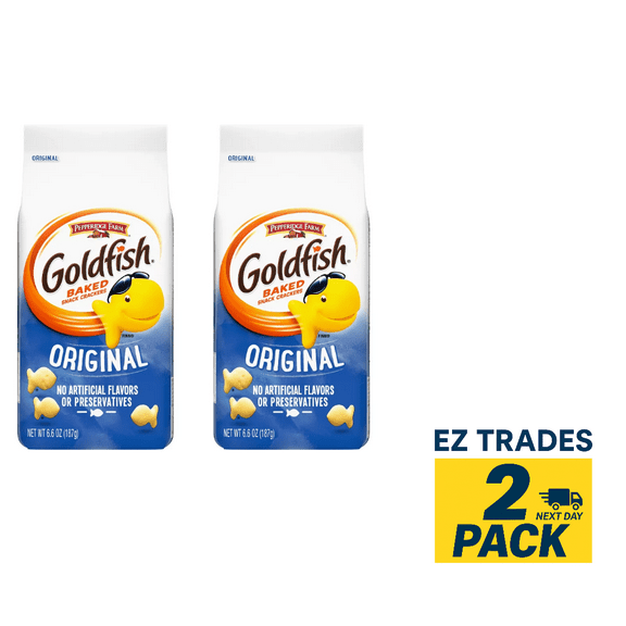Goldfish Original Crackers Snack Crackers Bag, 6.6oz pack of 2, Original Crackers, Goldfish Crackers, Snack Crackers, School Snacks, pack of 2, ship from EZ Trades