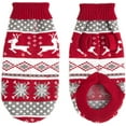 thumbnail image 2 of Lindo suéter navideño para perros con diseño de reno y copo de nieve, jersey de punto para mascotas, suave y cálido, de tela navideña, cuello alto, ropa de otoño e invierno para cachorros y gatos (1 u, 2 of 4