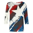 thumbnail image 4 of Dreluolixuan Patriotic Shirts for Women 3/4 Sleeve Tees Round Neck Blouses American Flag Star Distressed Tops Pullover Party in The USA Memorial Day Red 5XL, 4 of 5