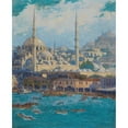 thumbnail image 2 of Circle of Max Friedrich Rabes 15x18 Gold Ornate Wood Frame and Double Matted Museum Art Print Titled - A View of Istanbul, 2 of 4