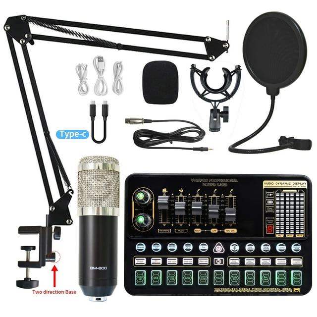 Loomza BM 800 Wireless Condenser Microphone Multi-Microphone Kits Sound Card