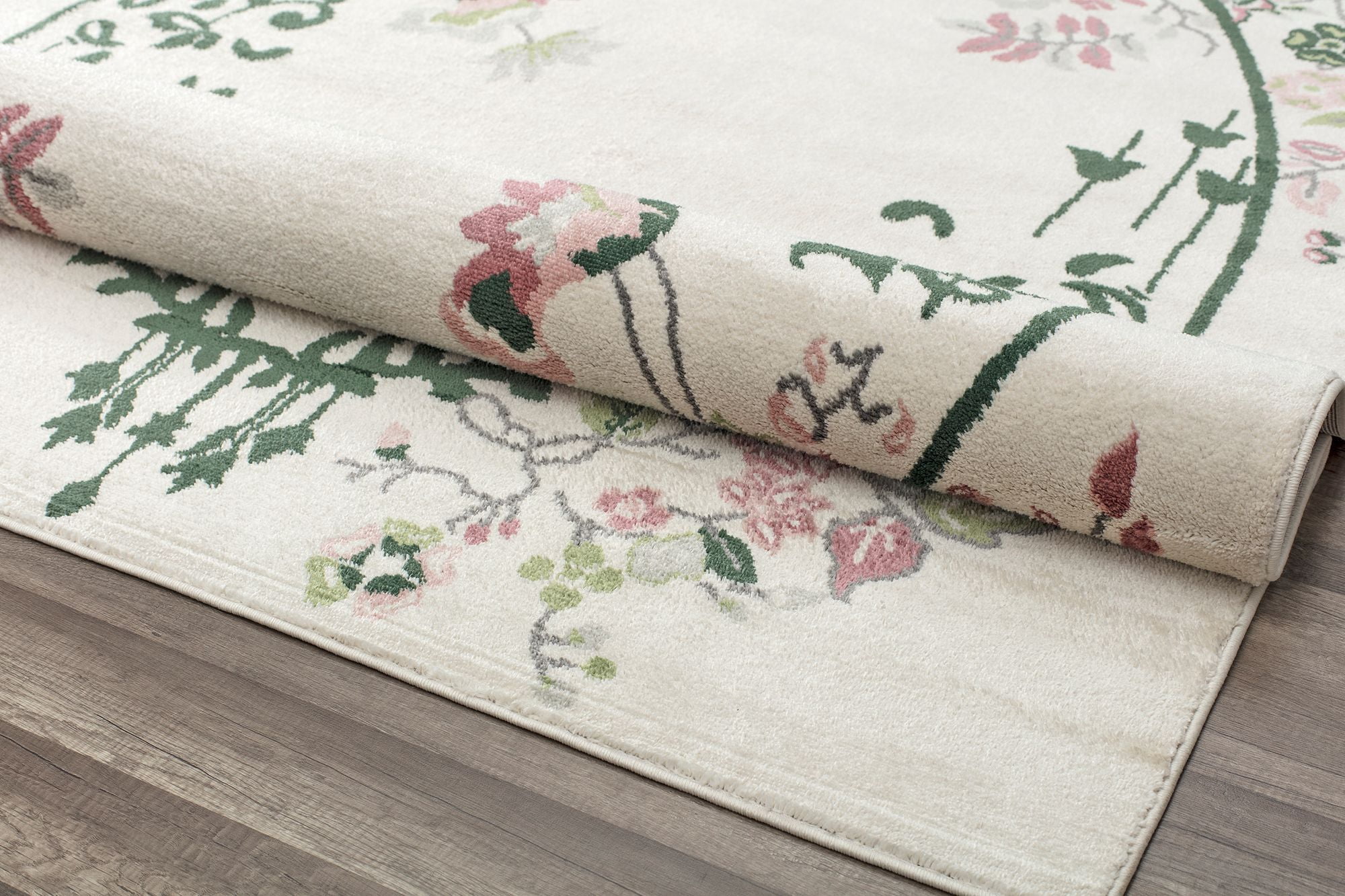 Rugs America Hanna VA20A Cream Magnolia Floral Transitional Beige Area Rug, 8'x10'