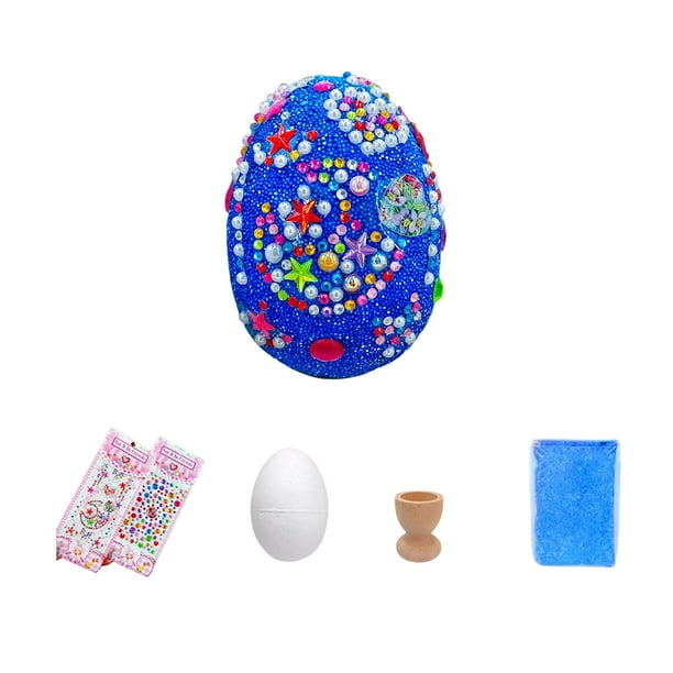 Regalos Únicos de Cesta de Pascua para Niños Decoración de Pascua Huevos Set de Espuma de Bricolaje 10x8cm / 3.94x3.15In con Pegatinas de Arcilla Rellenos de Huevos de Pascua para Niños