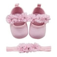 thumbnail image 1 of Zapatos de bebé niña, suela suave, florales, para recién nacidos, planos, para bautizo, sandalias con suela, zapatos de princesa., 1 of 7