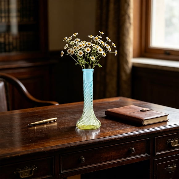 Kadlawus Twisted Glass Vase for Home Decor, Small Neck Flower Vase, Hydroponic Plant Container, Decorative Centerpiece for Fresh Cut Flowers, Living Room Table, Office Shelf